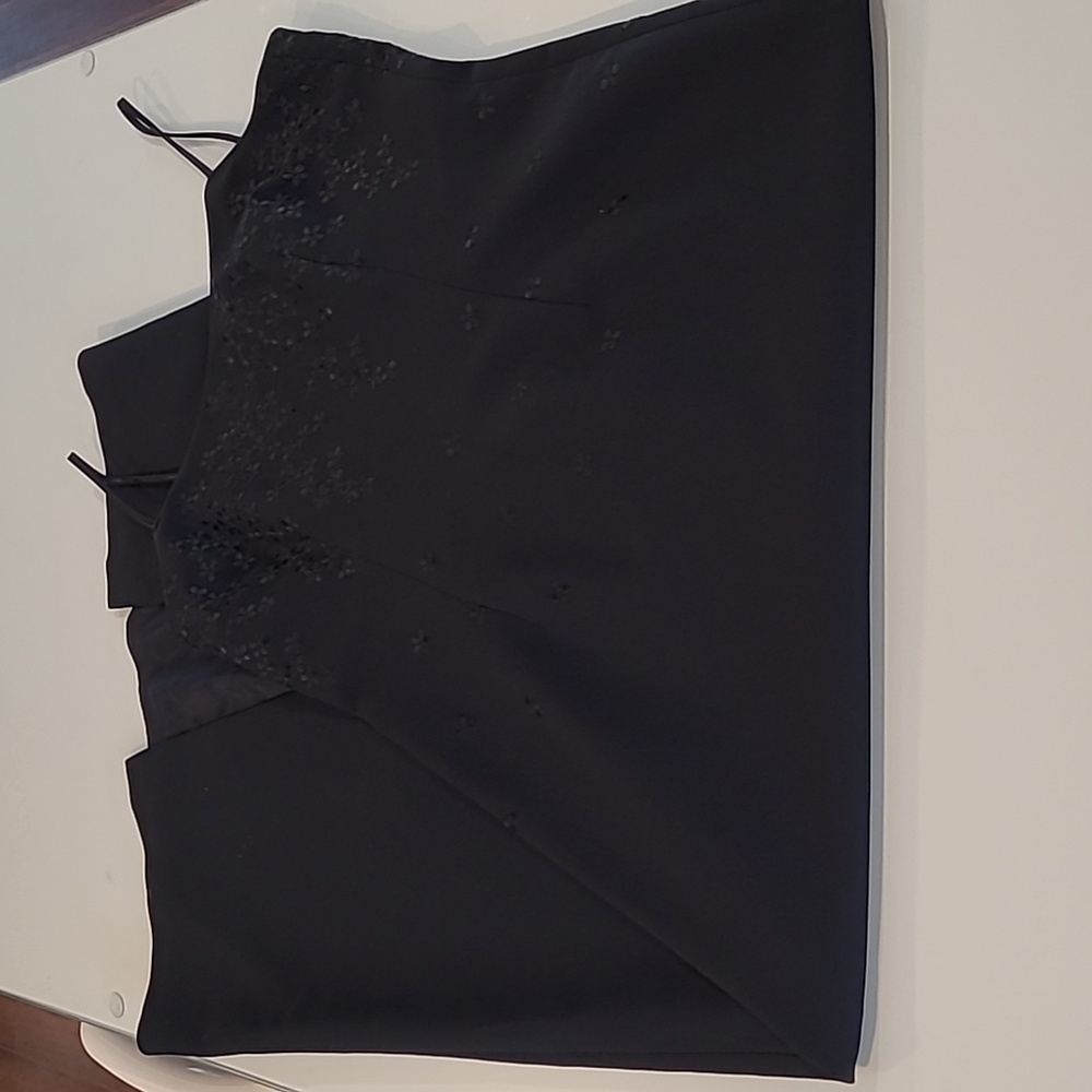 LIKE NEW 90s Anne Stanley Black Floor Length Floral Embelished Gown